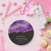 紫金ゴールドグリッター水彩大理石 ペーパープレート (パーティー)