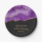 紫金ゴールドグリッター水彩大理石 ペーパープレート (正面)