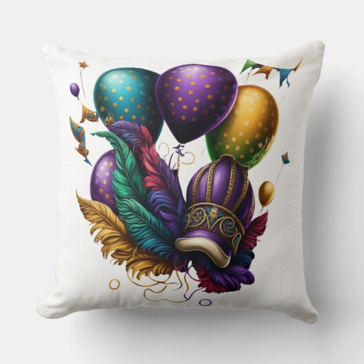 紫金ゴールドグリーンマルディグラスハットバルーン クッション (正面)