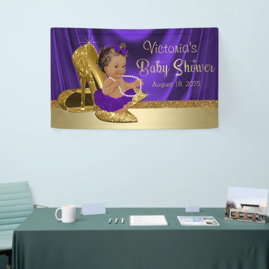 紫金ゴールドハイヒールシューエスニックガールベビーシャワー 横断幕 (トレードショー)