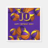 紫金ゴールドバスケットチームカラースポーツパーティー スタンダードカクテルナプキン (正面)