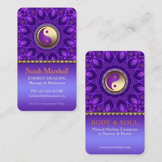 紫金ゴールドピンクエナジーヒーリングマンダラ 名刺 (正面/裏面)