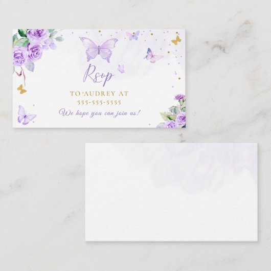 紫金ゴールドフローラ蝶RSVP エンクロージャーカード (正面/裏面)