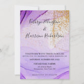 紫金ゴールドヴィンテージ水彩結婚式招待状 招待状 (正面)