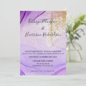 紫金ゴールドヴィンテージ水彩結婚式招待状 招待状 (スタンド正面)