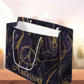 紫金ゴールド大理石効果モノグラム名クリスマス ラージペーパーバッグ