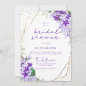 紫金ゴールド幾何学模様フローラブライダルシャワー 招待状 (正面)