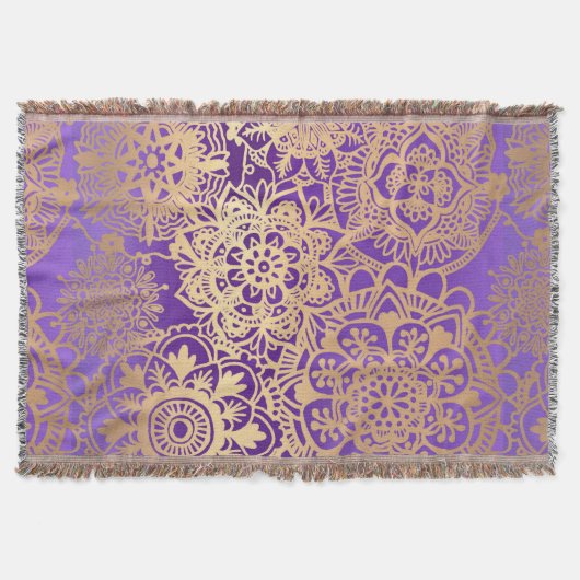 紫金ゴールド曼荼羅図 スローブランケット (正面)