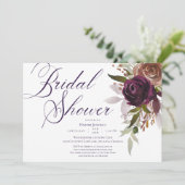 紫金ゴールド水彩フローラブライダルシャワー 招待状 (スタンド正面)