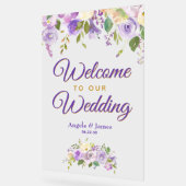 紫金ゴールド水彩フローラ歓迎結婚の アクリルサイン (傾斜)