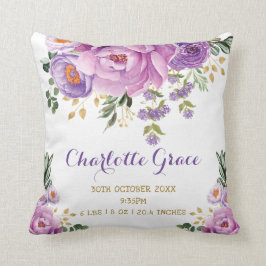 紫金ゴールド水彩フローラ誕生統計子供部屋 クッション