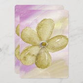 紫金ゴールド水彩赤ちゃんシャワー 招待状 (正面/裏面)