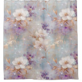 紫金ゴールド白フローラ シャワーカーテン (正面)