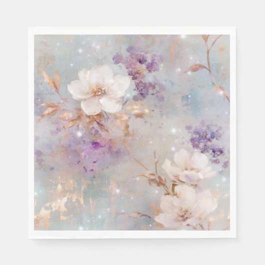 紫金ゴールド白フローラ スタンダードランチョンナプキン (正面)