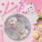 紫金ゴールド白フローラ ペーパープレート (パーティー)