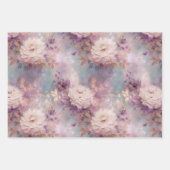 紫金ゴールド白フローラ ラッピングペーパーシート (正面2)