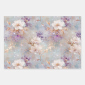 紫金ゴールド白フローラ ラッピングペーパーシート (正面)