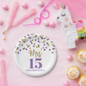 紫金ゴールド紙吹雪Mis 15キンセアニェラ ペーパープレート (パーティー)