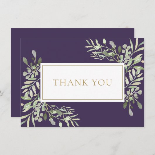 紫金ゴールド緑色葬祭記念碑 サンキューカード (正面/裏面)