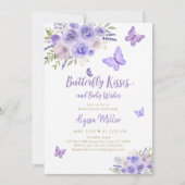 紫金ゴールド蝶フローラ赤ちゃんシャワー 招待状 (正面)