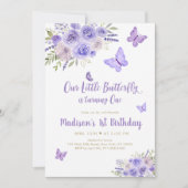 紫金ゴールド蝶フローラ1st誕生日 招待状 (正面)