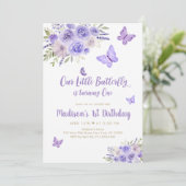 紫金ゴールド蝶フローラ1st誕生日 招待状 (スタンド正面)