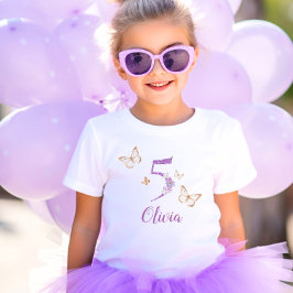 紫金ゴールド蝶5歳の誕生日 トドラーTシャツ