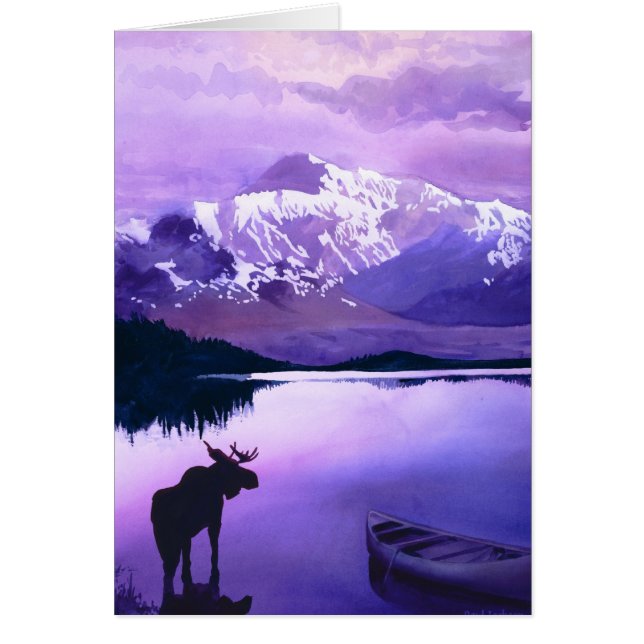 "紫金山皇族"のアメリカヘラジカの水彩画 (正面)