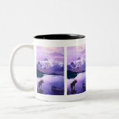 "紫金山皇族"のアメリカヘラジカの水彩画 ツートーンマグカップ (左)