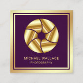 紫金箔カメラシャッターレンズ写真家 スクエア名刺 (正面)