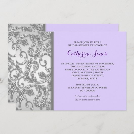 紫銀フローラ 招待状 (正面/裏面)