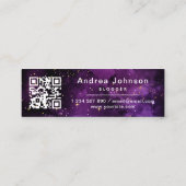 紫銀河系がソーシャル後を追メディアQRコードを輝かす スキニー名刺 (裏面)