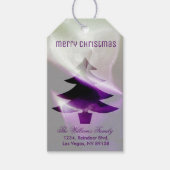 紫銀白色メリークリスマスツリースタイリッシュ ギフトタグ (正面)