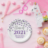 紫銀紙吹雪卒業2021 ペーパープレート (パーティー)