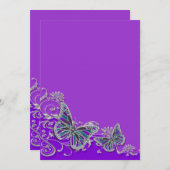 紫銀色結婚蝶 招待状 (正面/裏面)