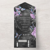 紫銀蝶きらめく黒バラ  オールインワン招待状 (内側)