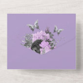 紫銀蝶結婚の夏エレガント オールインワン招待状 (裏面)