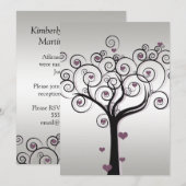 紫銀黒の結婚式後お祝い 招待状 (正面/裏面)