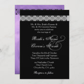 紫銀黒バラ結婚式招待状 招待状 (正面/裏面)