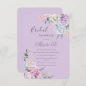 紫陽花かわいらし紫フローラブライダルシャワー 招待状 (正面/裏面)
