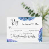 紫陽花と書道の歌のリクエストRSVP 出欠カード (スタンド正面)