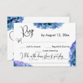 紫陽花と書道の歌のリクエストRSVP 出欠カード (正面/裏面)