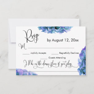 紫陽花と書道の歌のリクエストRSVP 出欠カード