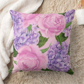 紫陽花と牡丹パターン クッション (ブランケット)