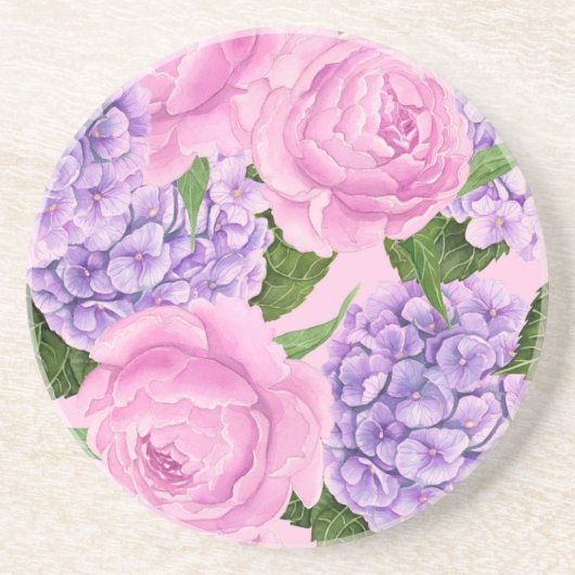 紫陽花と牡丹パターン コースター (正面)