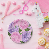 紫陽花と牡丹パターン ペーパープレート (パーティー)