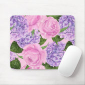 紫陽花と牡丹パターン マウスパッド (マウス)