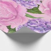 紫陽花と牡丹パターン ラッピングペーパー (角)