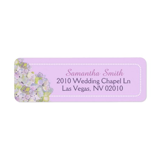 紫陽花と真珠の結婚式のラベル ラベル (正面)