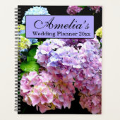 紫陽花の庭、ピンク、青い紫のフローラ結婚 プランナー手帳 (正面)
